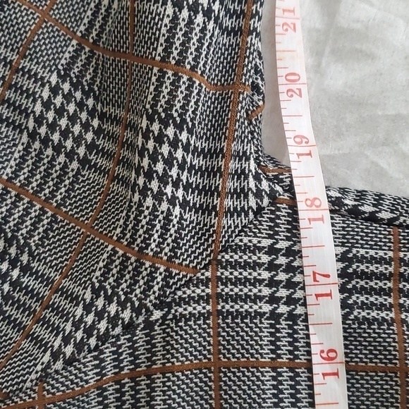 Eclipse Lapel Colar Folding Sleeve Open Front Plaid Blazer Brown Size Small - Picture 10 of 12